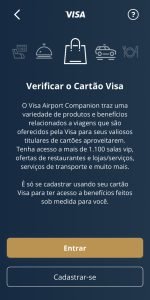 Imagem cadastro aplicativo Visa Airport Companion