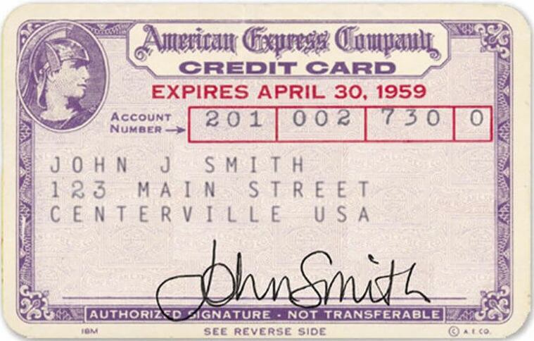 Um dos primeiros cartões American Express 
